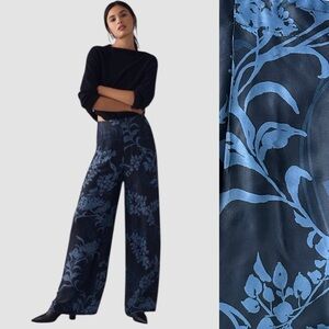 Anthropologie Silky High Rise Pants in Blue Size 8 HEMMED